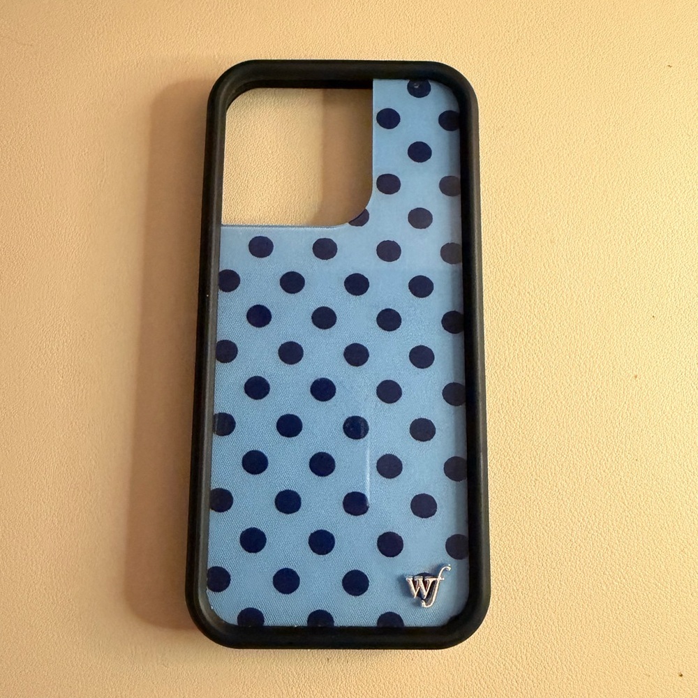 Wildflower Polka Dot iPhone 16 Pro Blue and Navy Blue Polka Dot Case